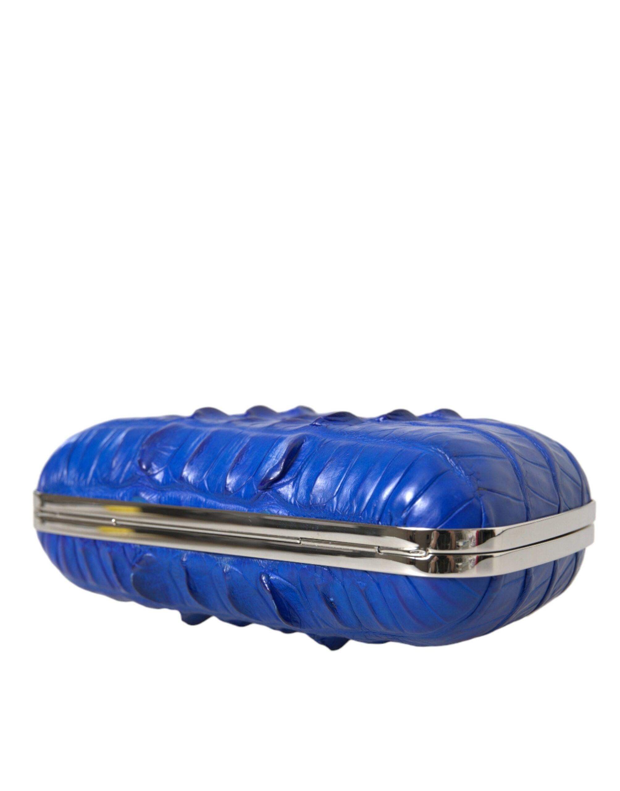 Balenciaga electric blue krokodillenleren clutch - MARANOS