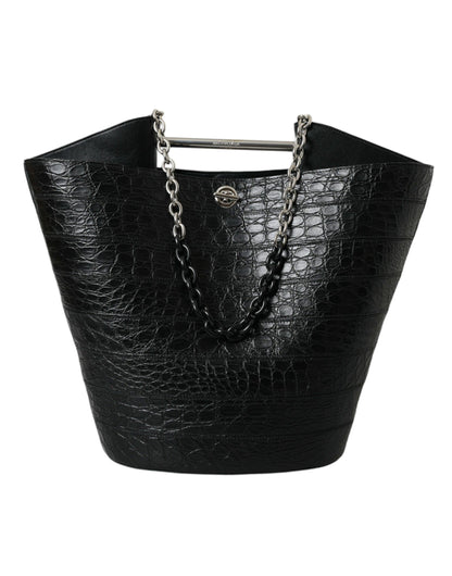 Balenciaga elegante zwarte krokodillenleren maxi bucket bag - MARANOS