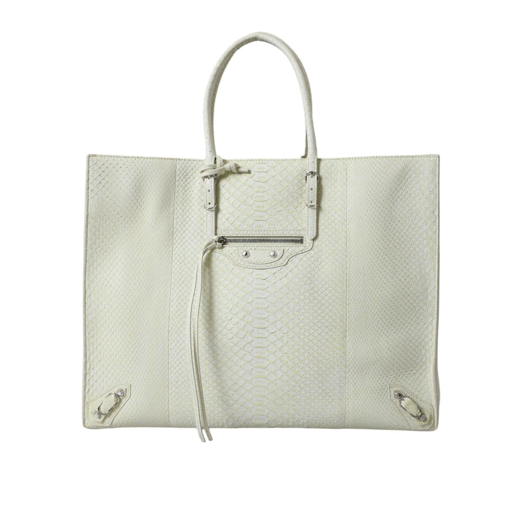 Balenciaga Chic Python Leren Tote in Wit & Geel - MARANOS