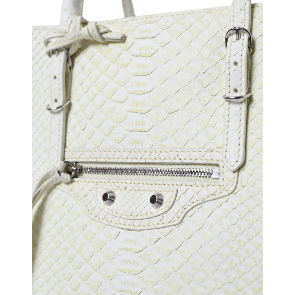 Balenciaga Chic Python Leren Tote in Wit & Geel - MARANOS
