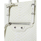 Balenciaga Chic Python Leren Tote in Wit & Geel - MARANOS