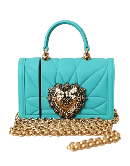 Dolce & Gabbana Turquoise Silicone Devotion Heart Cover Tas Airpods Etui