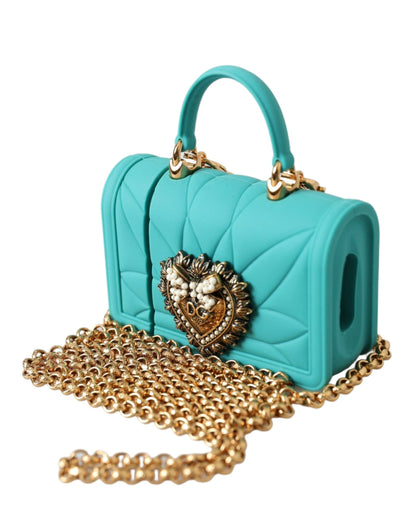 Dolce & Gabbana Turquoise Silicone Devotion Heart Cover Tas Airpods Etui