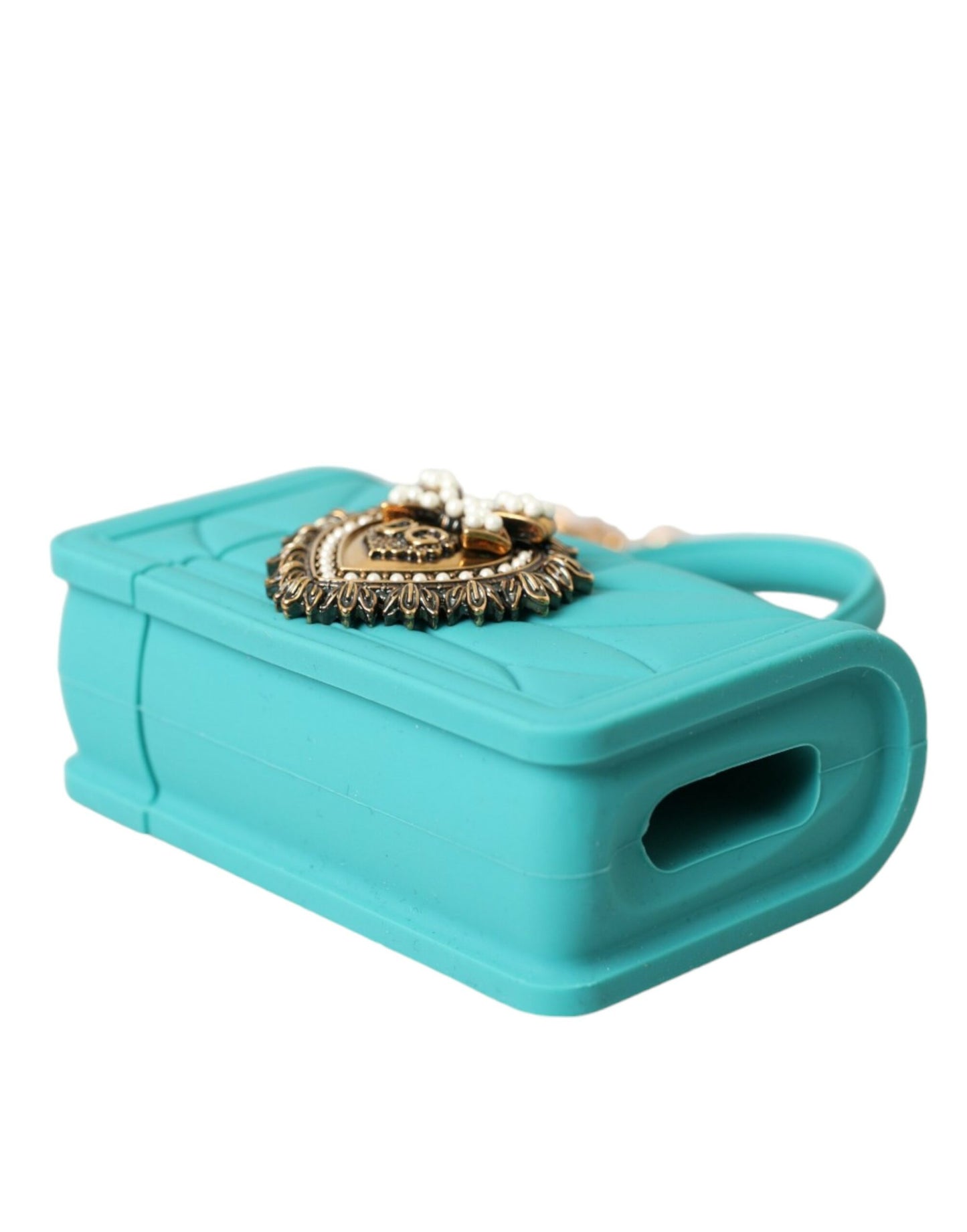 Dolce & Gabbana Turquoise Silicone Devotion Heart Cover Tas Airpods Etui