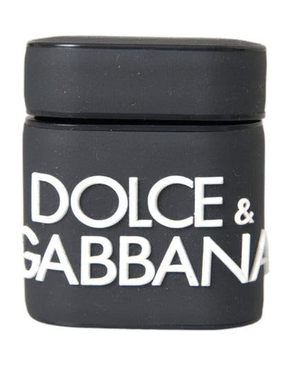 Dolce &amp; Gabbana Black and White Silicone AirPods Case with Embossed Logo