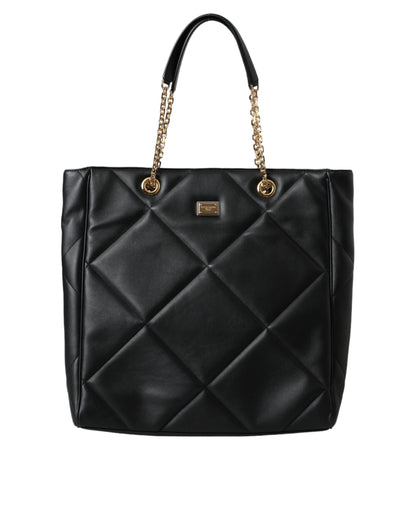 Dolce & Gabbana Zwart Leren JUNGLE Quilted Shopping Tote Tas