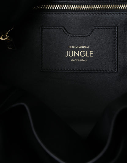 Dolce & Gabbana Zwart Leren JUNGLE Quilted Shopping Tote Tas