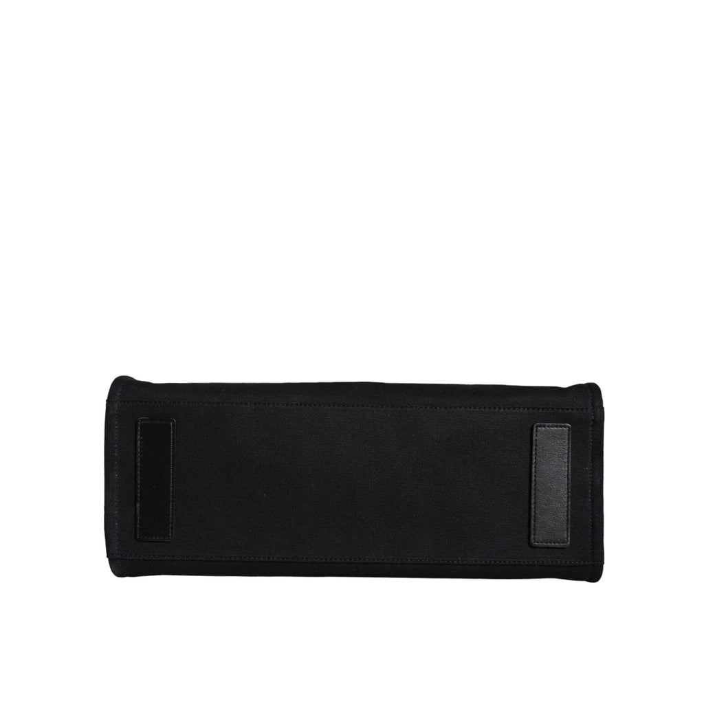 Versace Zwart Top Handle Canvas Leren logo crossbody Tote Tas - MARANOS