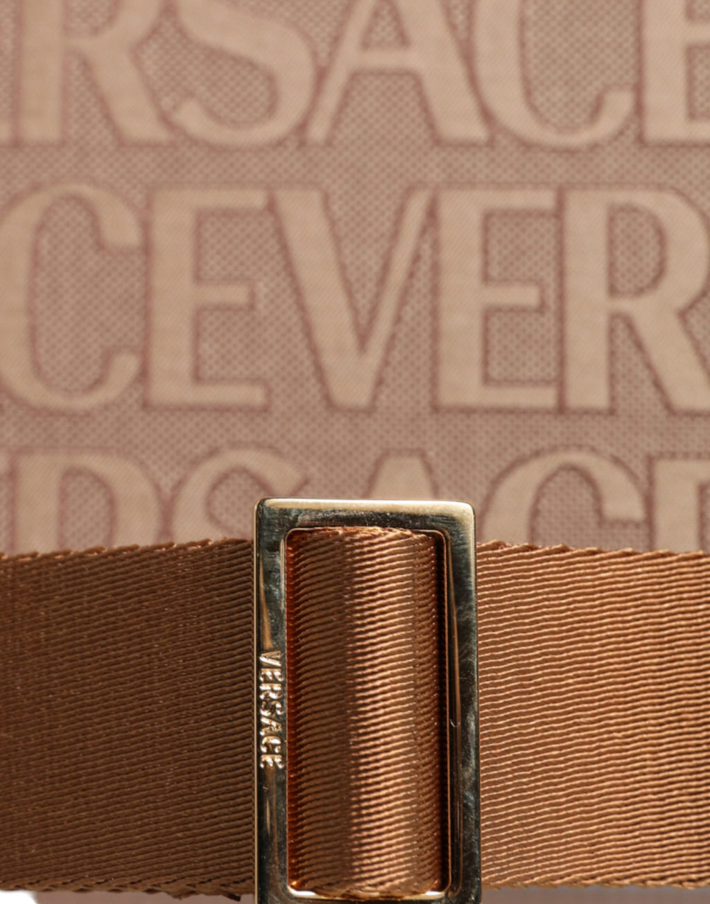 Versace Bruin Top Handle Jacquard Leren logo crossbody Tote Tas