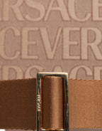 Versace Bruin Top Handle Jacquard Leren logo crossbody Tote Tas