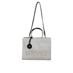 Versace Wit Top HandleLeren logo crossbody Tote Tas - MARANOS