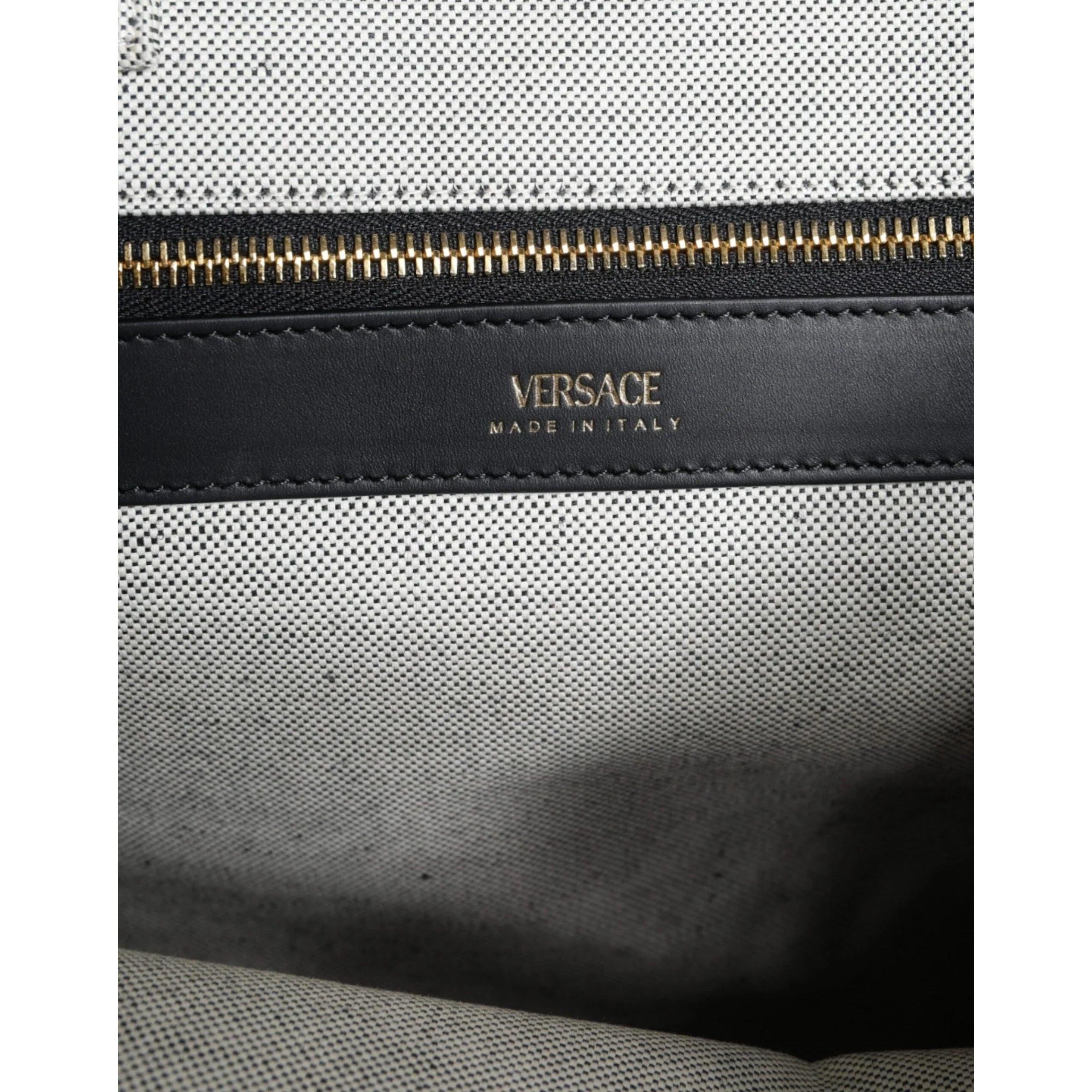 Versace Wit Top HandleLeren logo crossbody Tote Tas - MARANOS