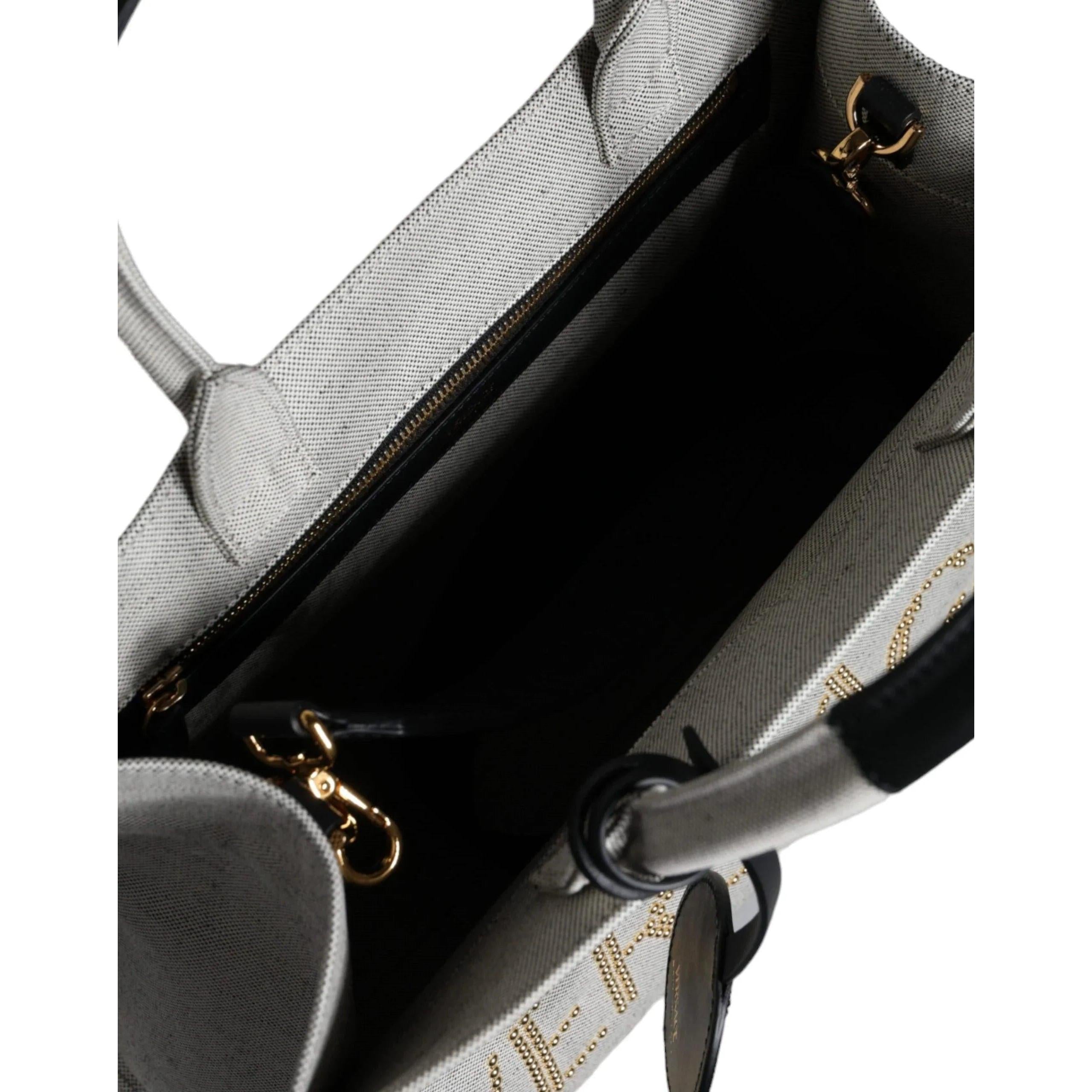 Versace Wit Top HandleLeren logo crossbody Tote Tas - MARANOS