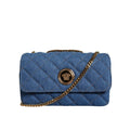 Versace Blauw Quilted Denim Leren crossbody Schoudertas - MARANOS
