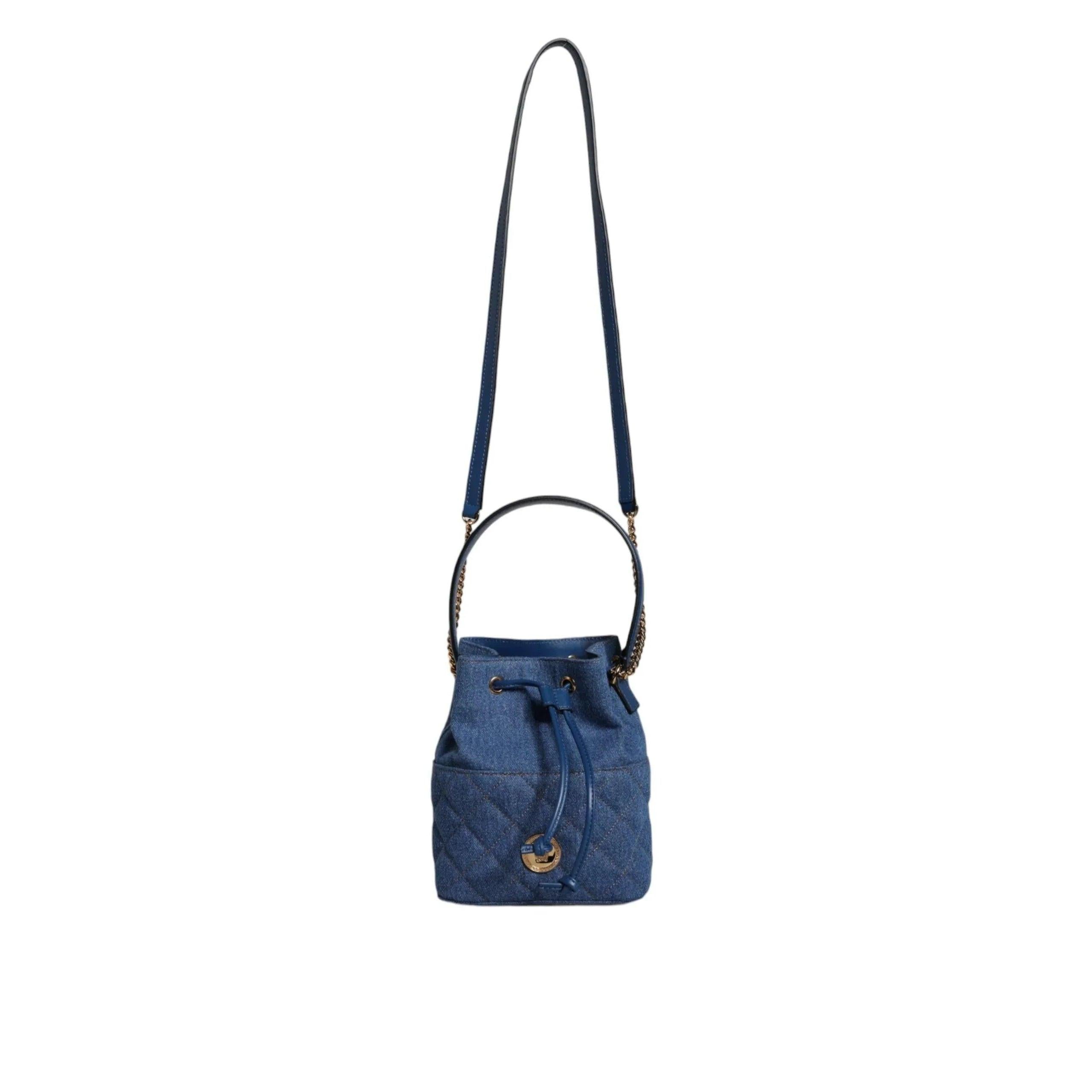 Versace Blauw Quilted Denim Leren crossbody Schoudertas - MARANOS