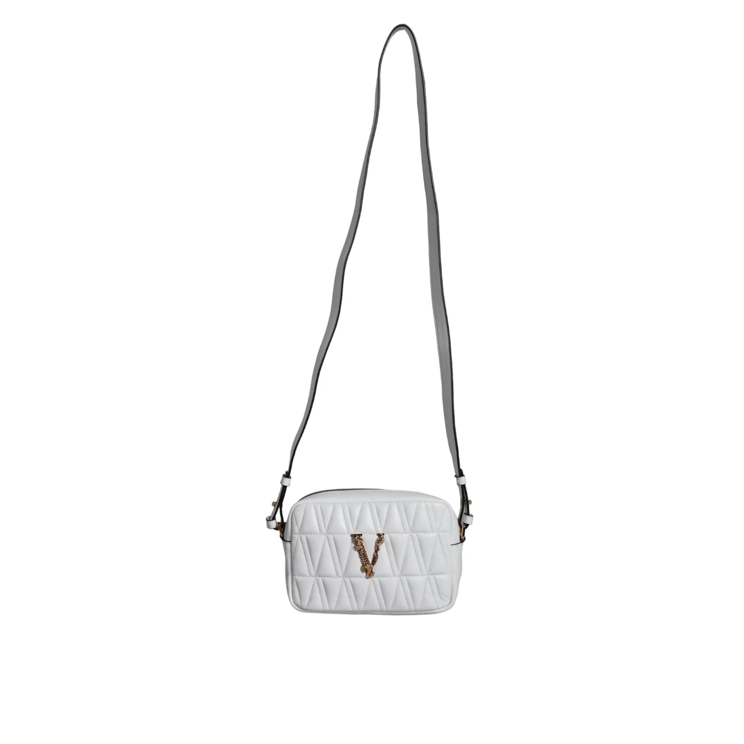 Versace Wit Quilted Nappa Leren crossbody Schoudertas - MARANOS