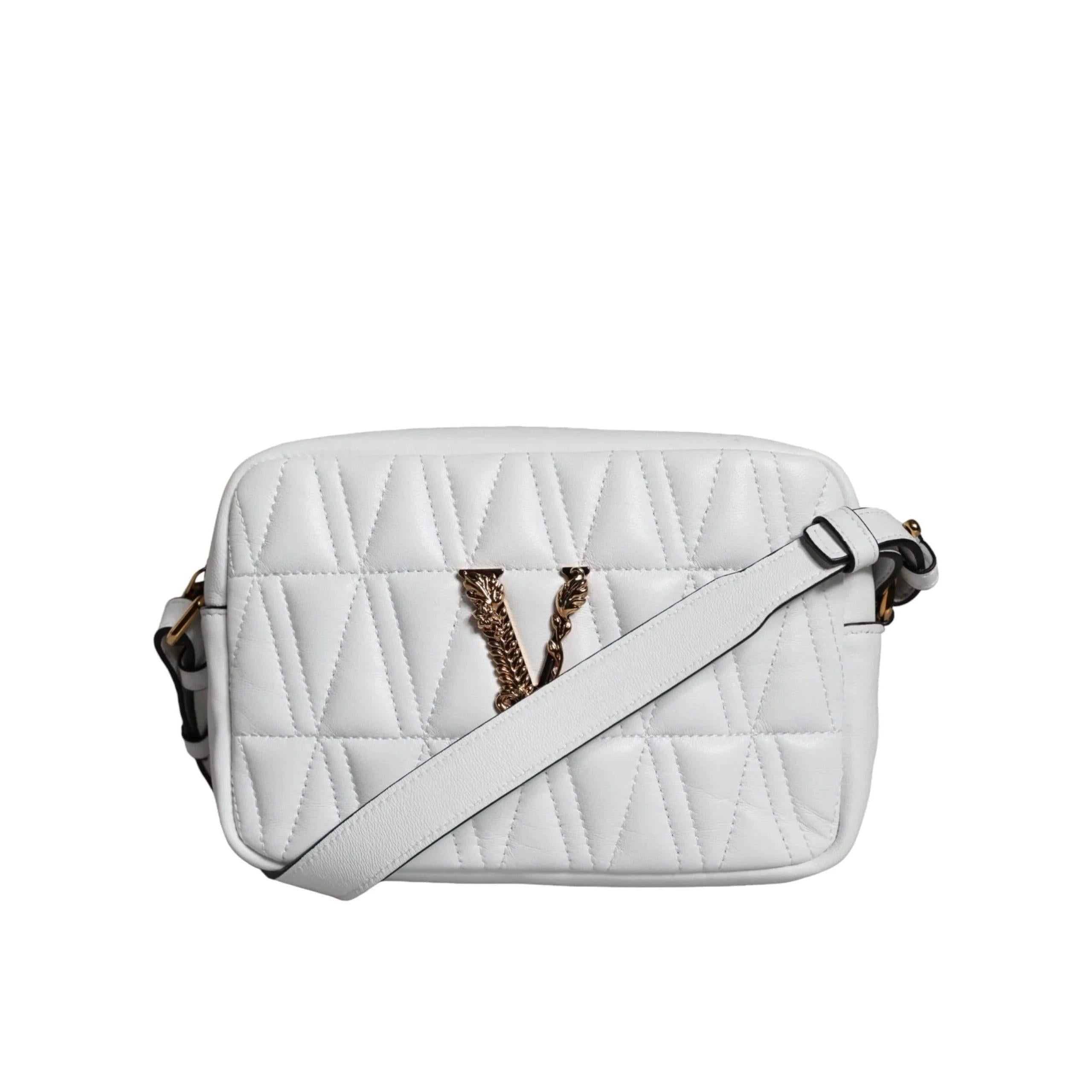 Versace Wit Quilted Nappa Leren crossbody Schoudertas - MARANOS