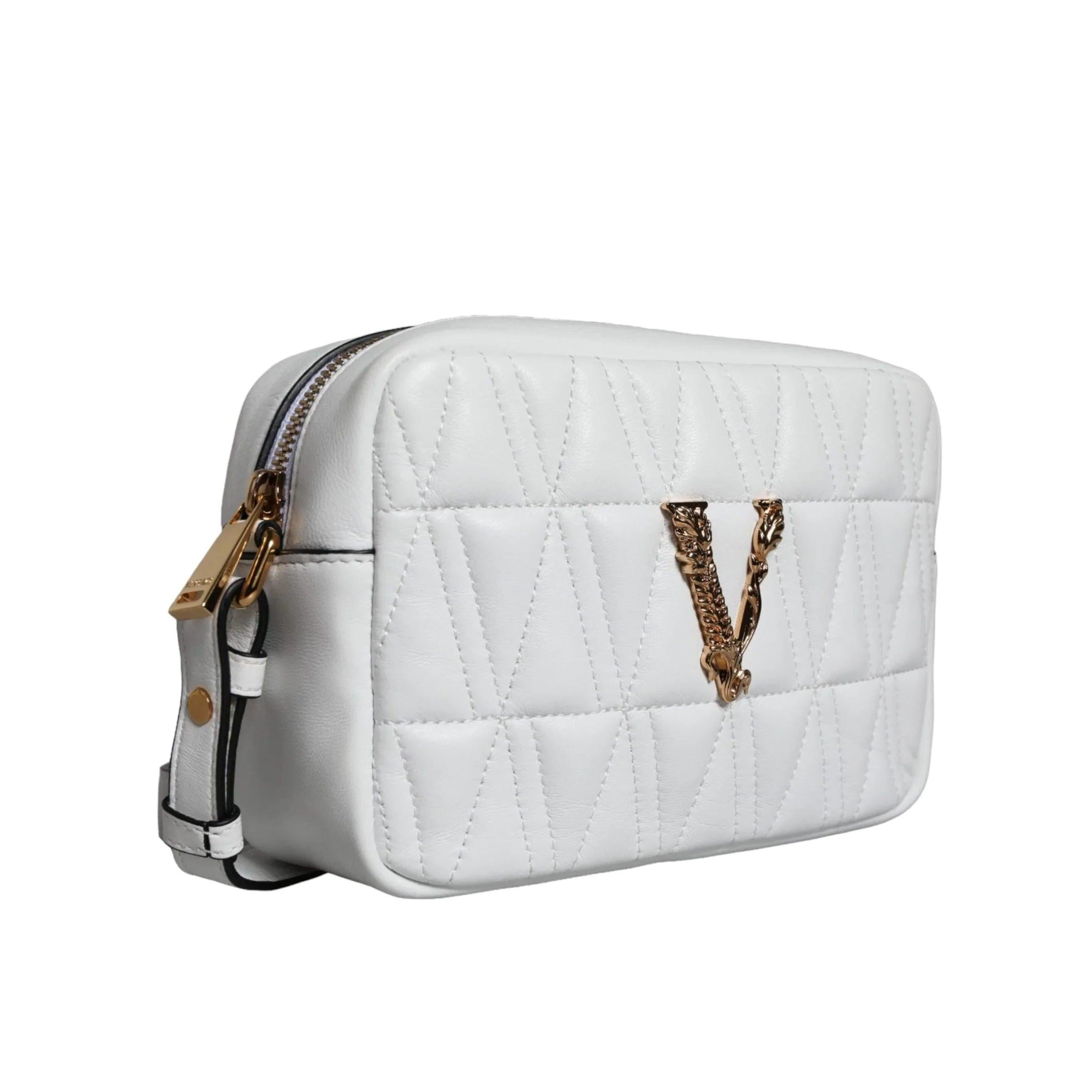 Versace Wit Quilted Nappa Leren crossbody Schoudertas - MARANOS