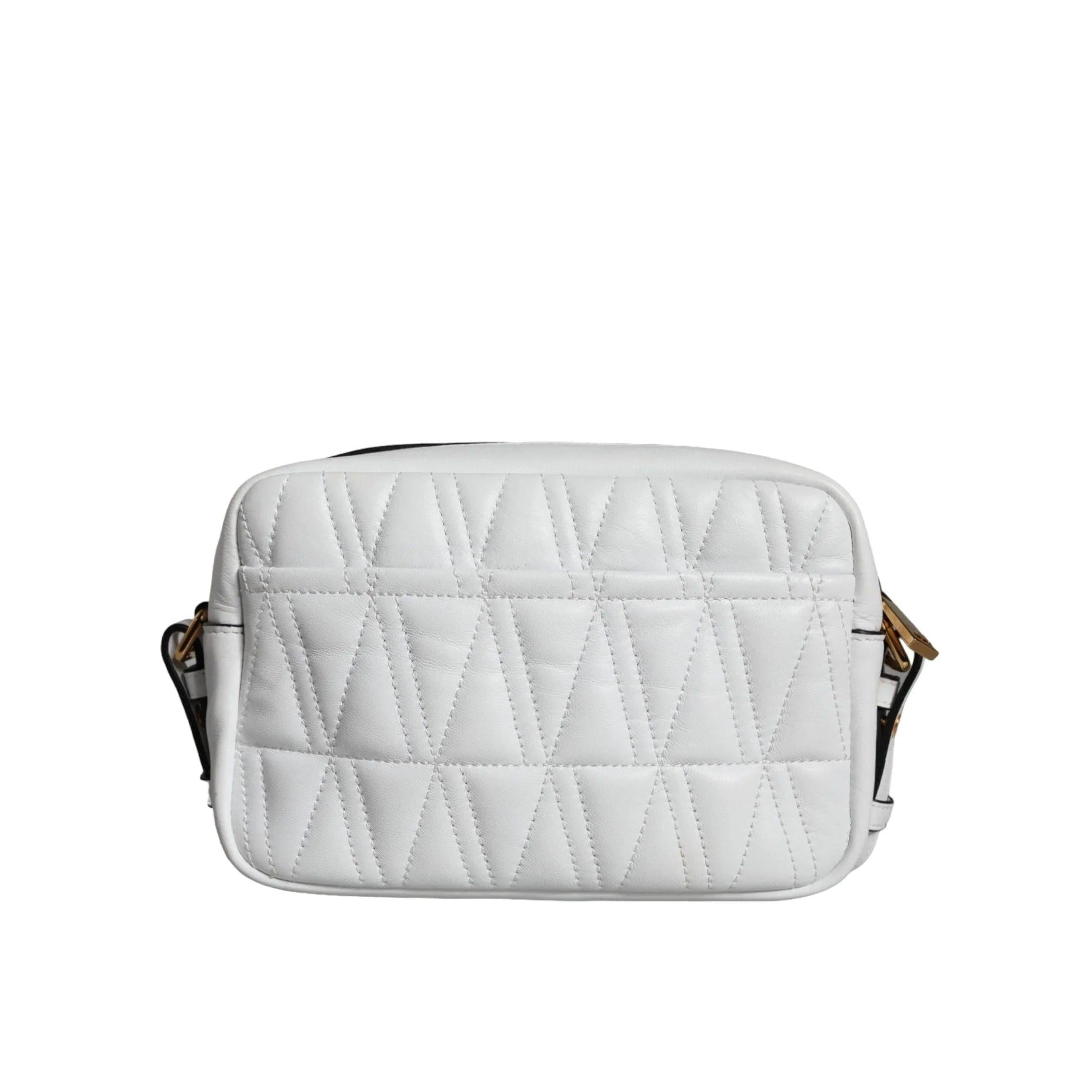 Versace Wit Quilted Nappa Leren crossbody Schoudertas - MARANOS