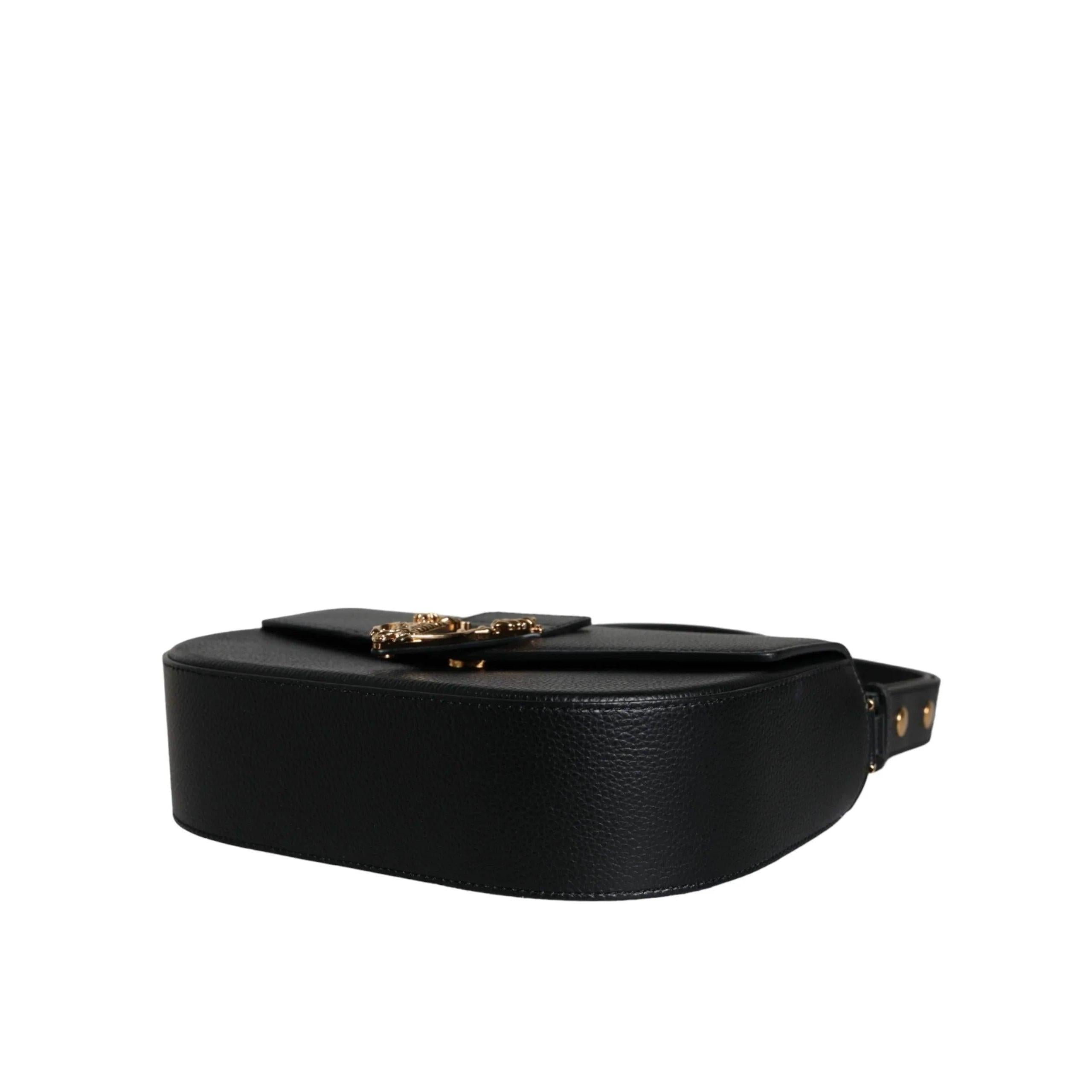 Versace Zwart Grainy Leren Logo Crossbody/Schoudertas - MARANOS