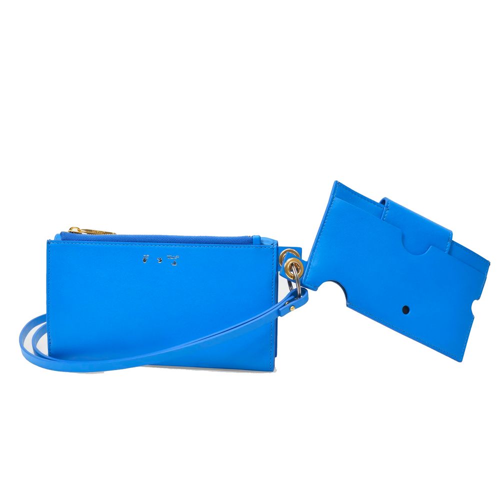 Off White Blue Leather Shoulder Bag