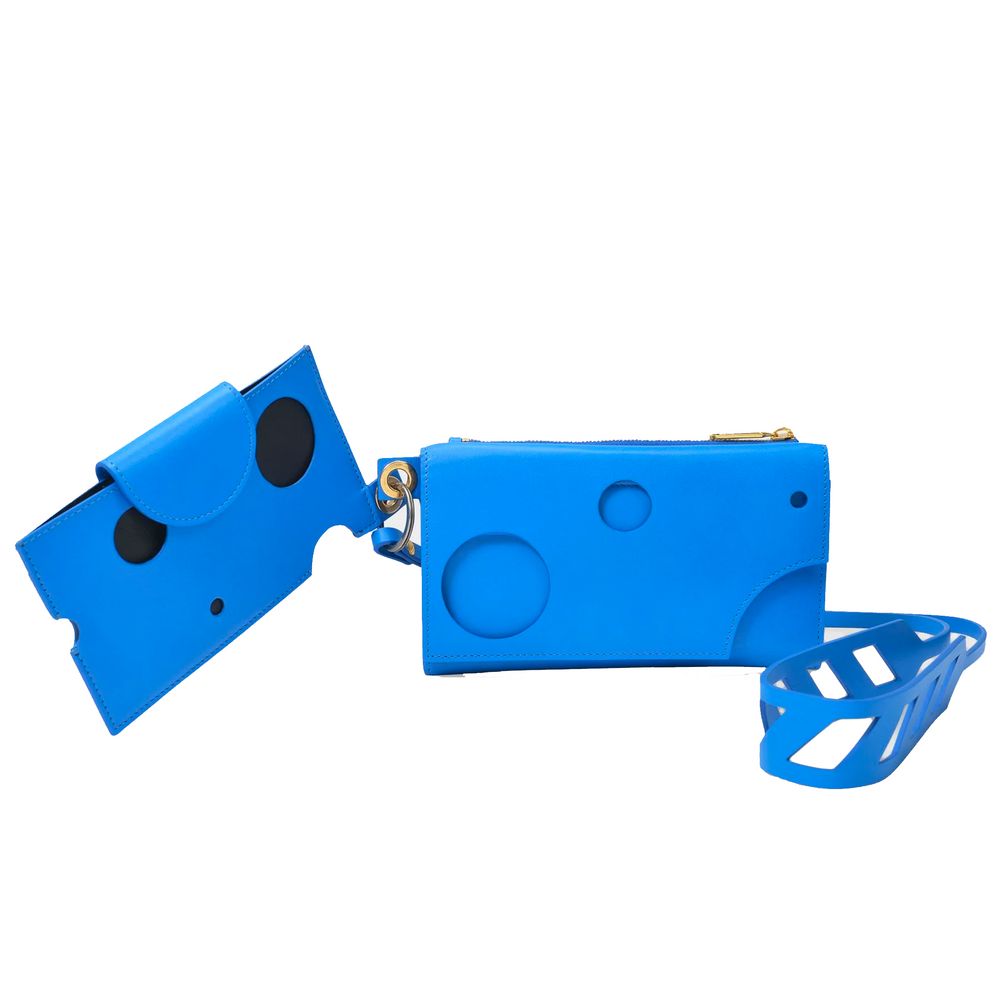 Off White Blue Leather Shoulder Bag
