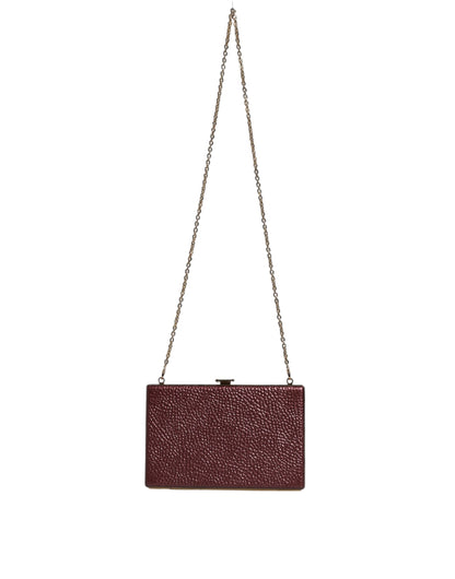 Dolce & Gabbana Maroon Leren Clutch Evening crossbody Tas