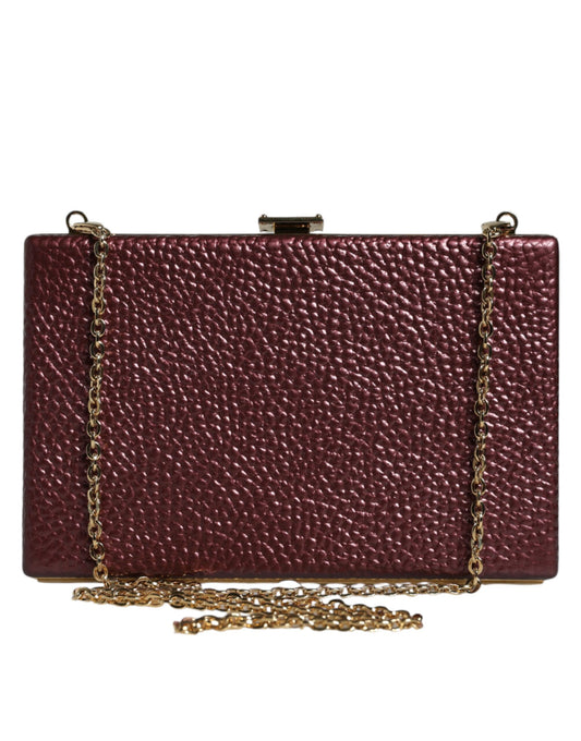 Dolce & Gabbana Maroon Leren Clutch Evening crossbody Tas