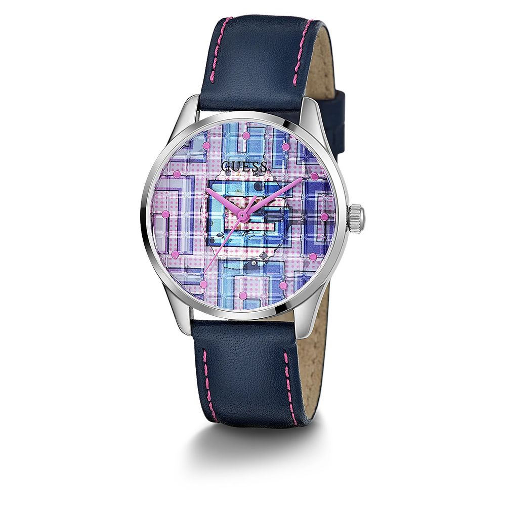 Guess horloge met blauwe leren band