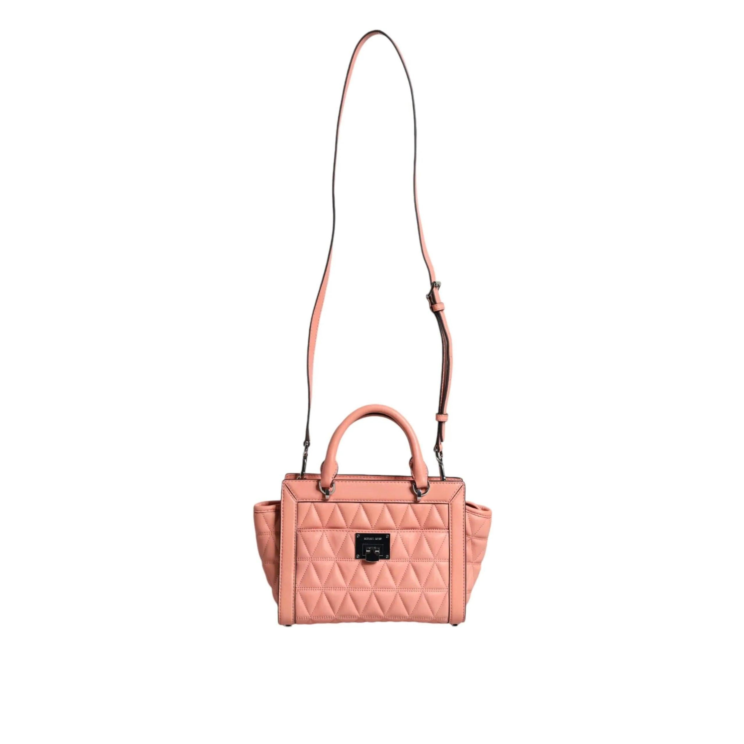 Michael Kors Peach Quilted Leren logo crossbody VIVIANNE Messenger Tas - MARANOS