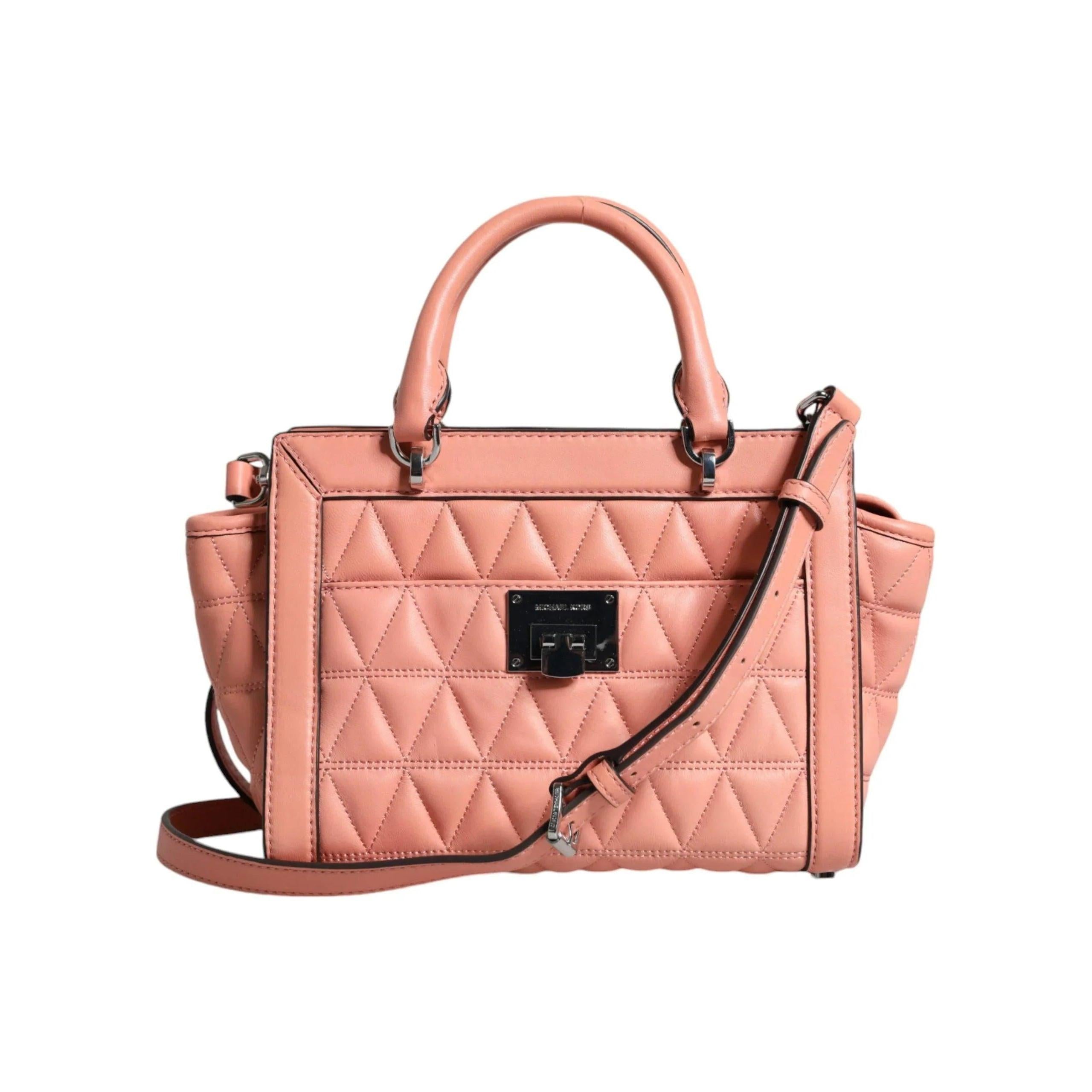 Michael Kors Peach Quilted Leren logo crossbody VIVIANNE Messenger Tas - MARANOS