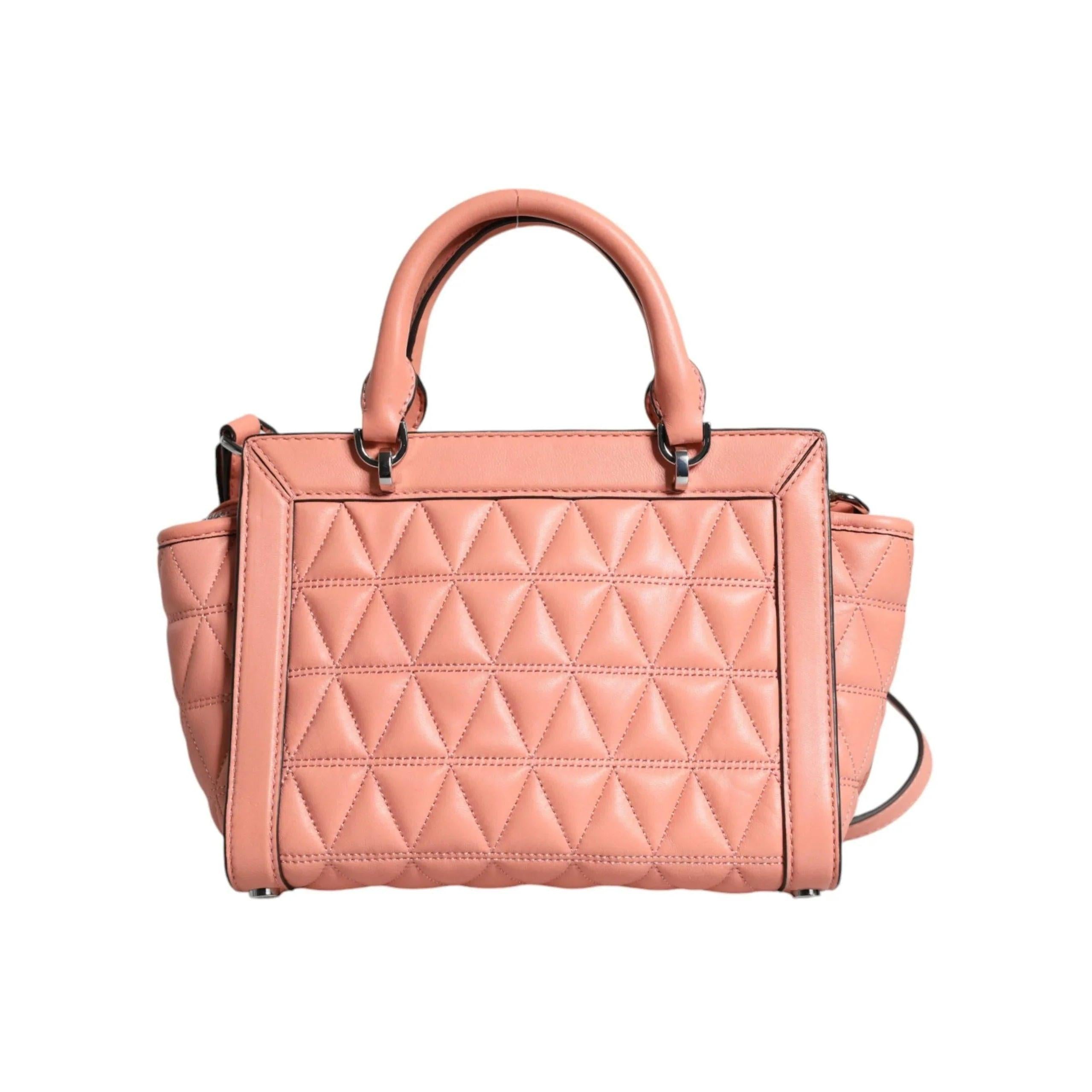 Michael Kors Peach Quilted Leren logo crossbody VIVIANNE Messenger Tas - MARANOS