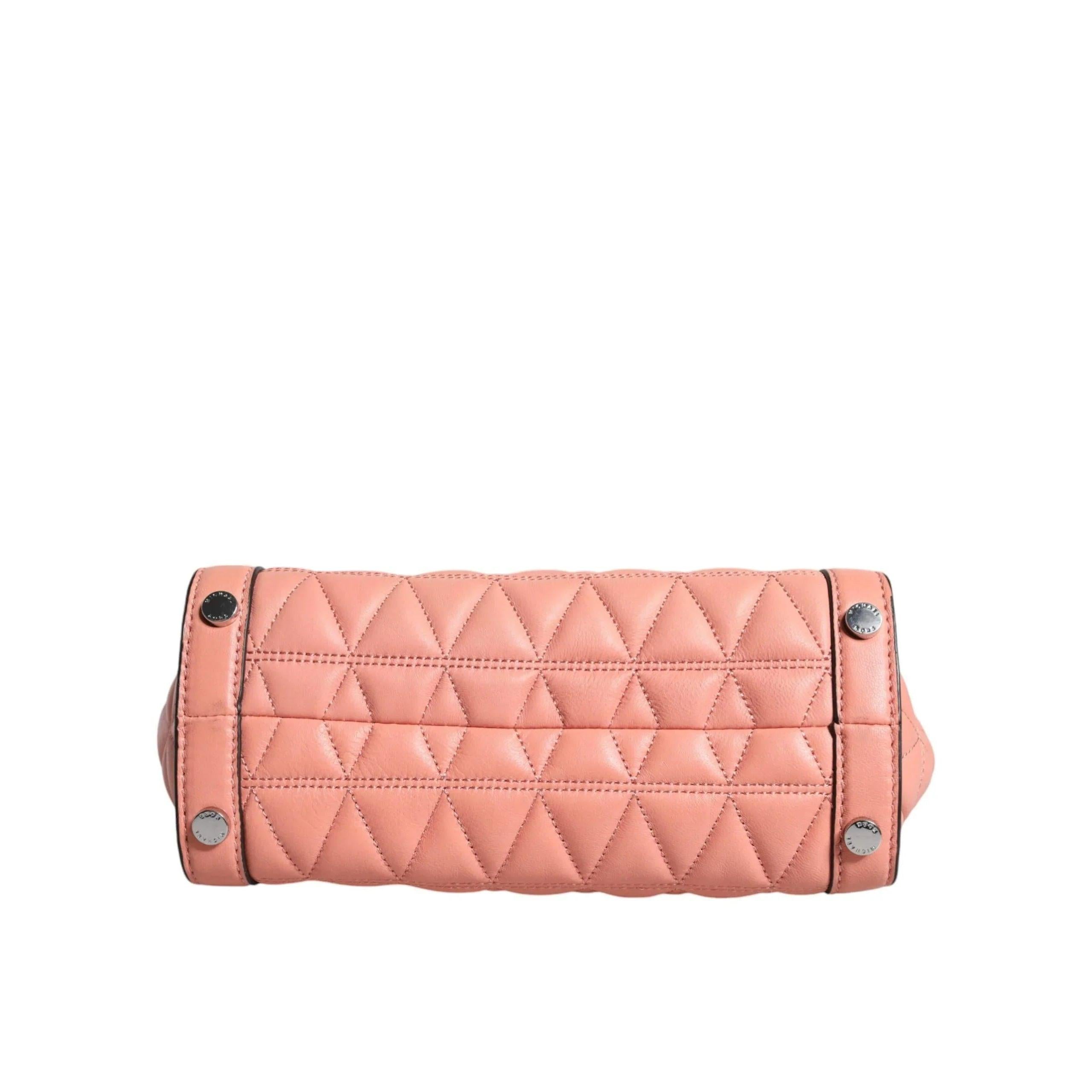 Michael Kors Peach Quilted Leren logo crossbody VIVIANNE Messenger Tas - MARANOS