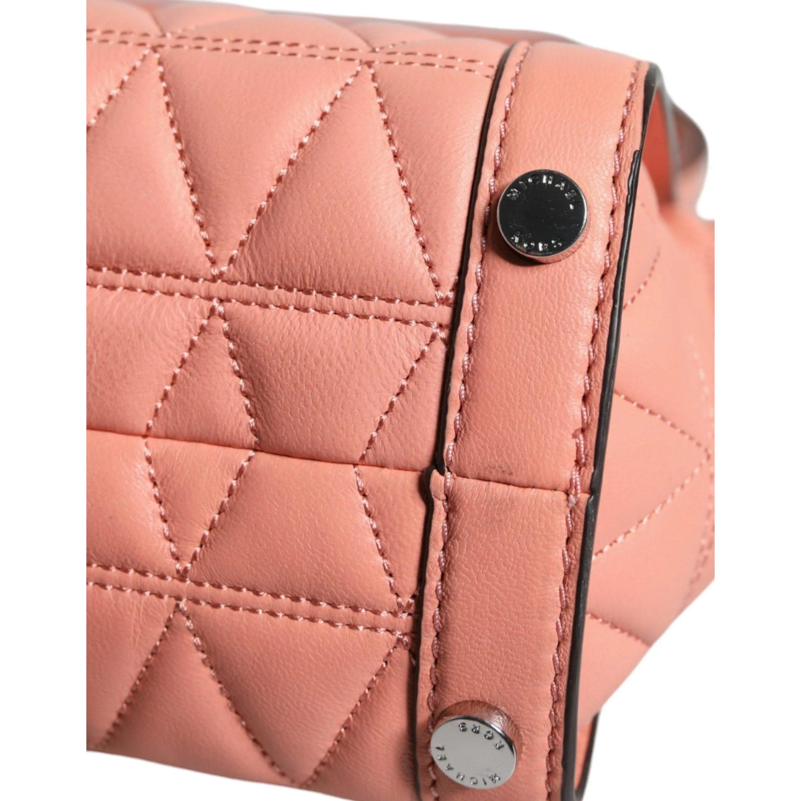 Michael Kors Peach Quilted Leren logo crossbody VIVIANNE Messenger Tas - MARANOS