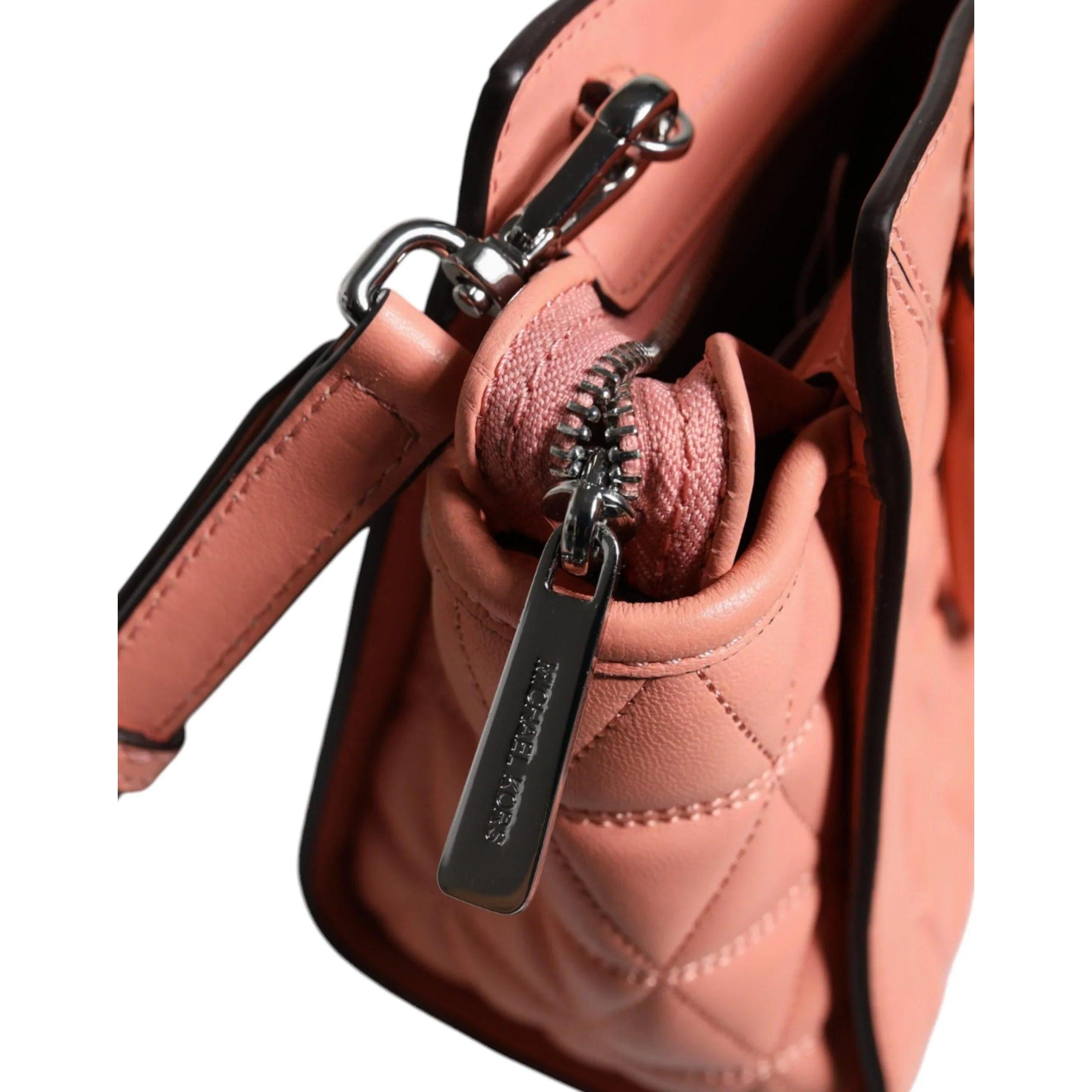 Michael Kors Peach Quilted Leren logo crossbody VIVIANNE Messenger Tas - MARANOS