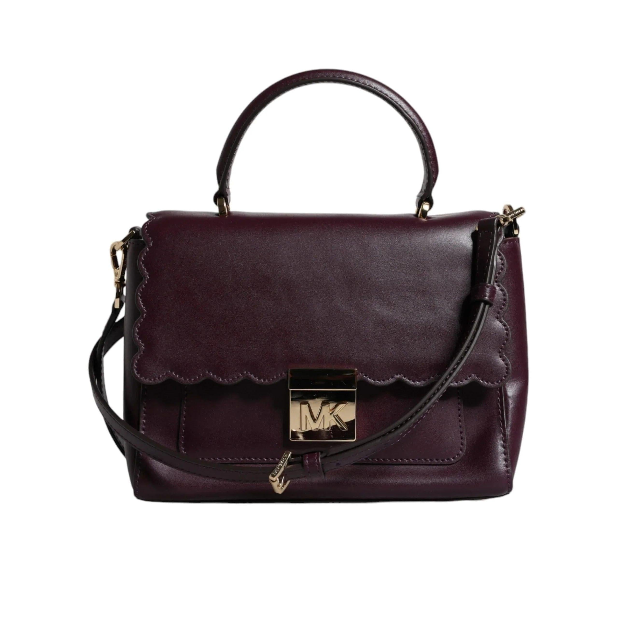 Michael Kors Purple Leren logo Plaque crossbody MINDY Satchel Tas - MARANOS