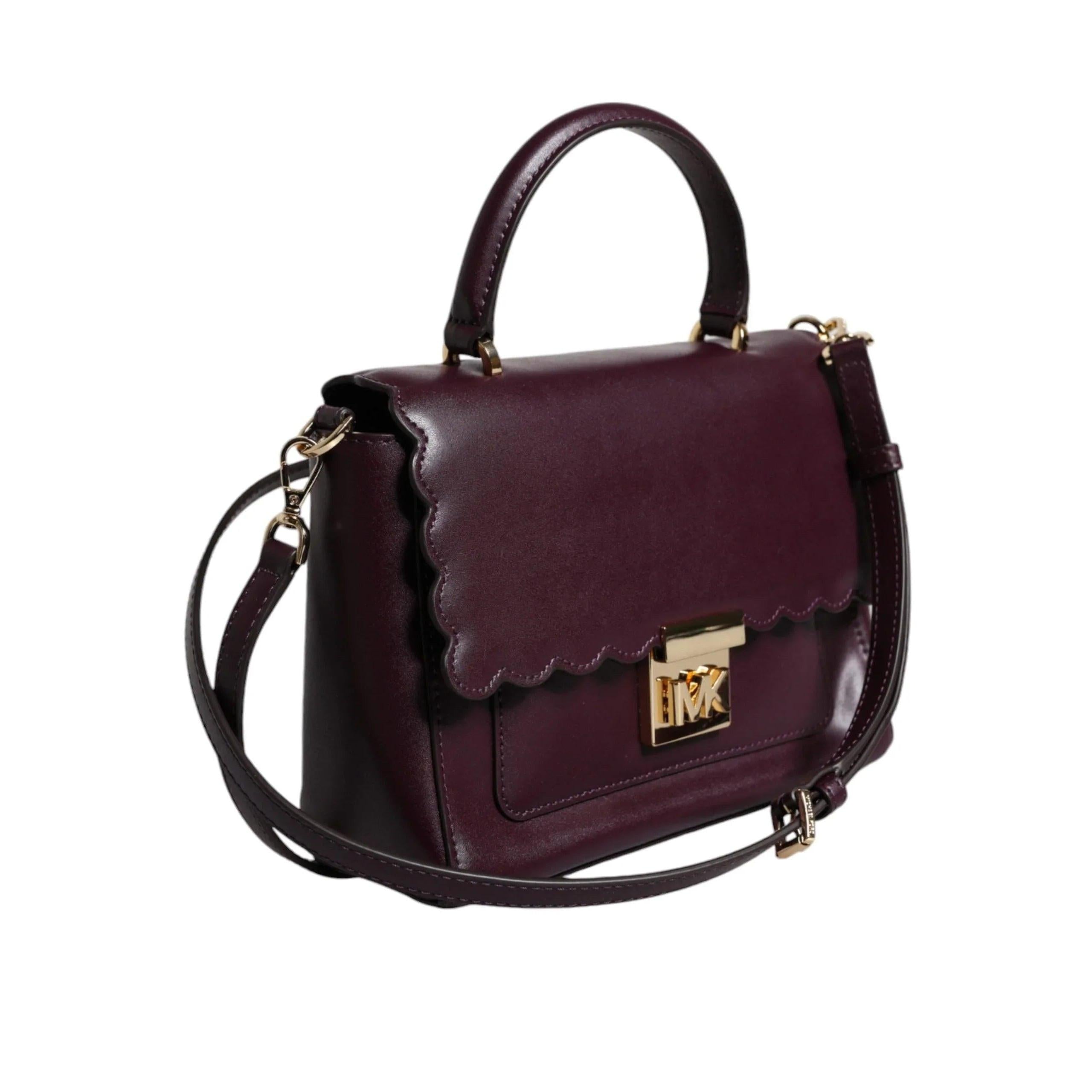 Michael Kors Purple Leren logo Plaque crossbody MINDY Satchel Tas - MARANOS