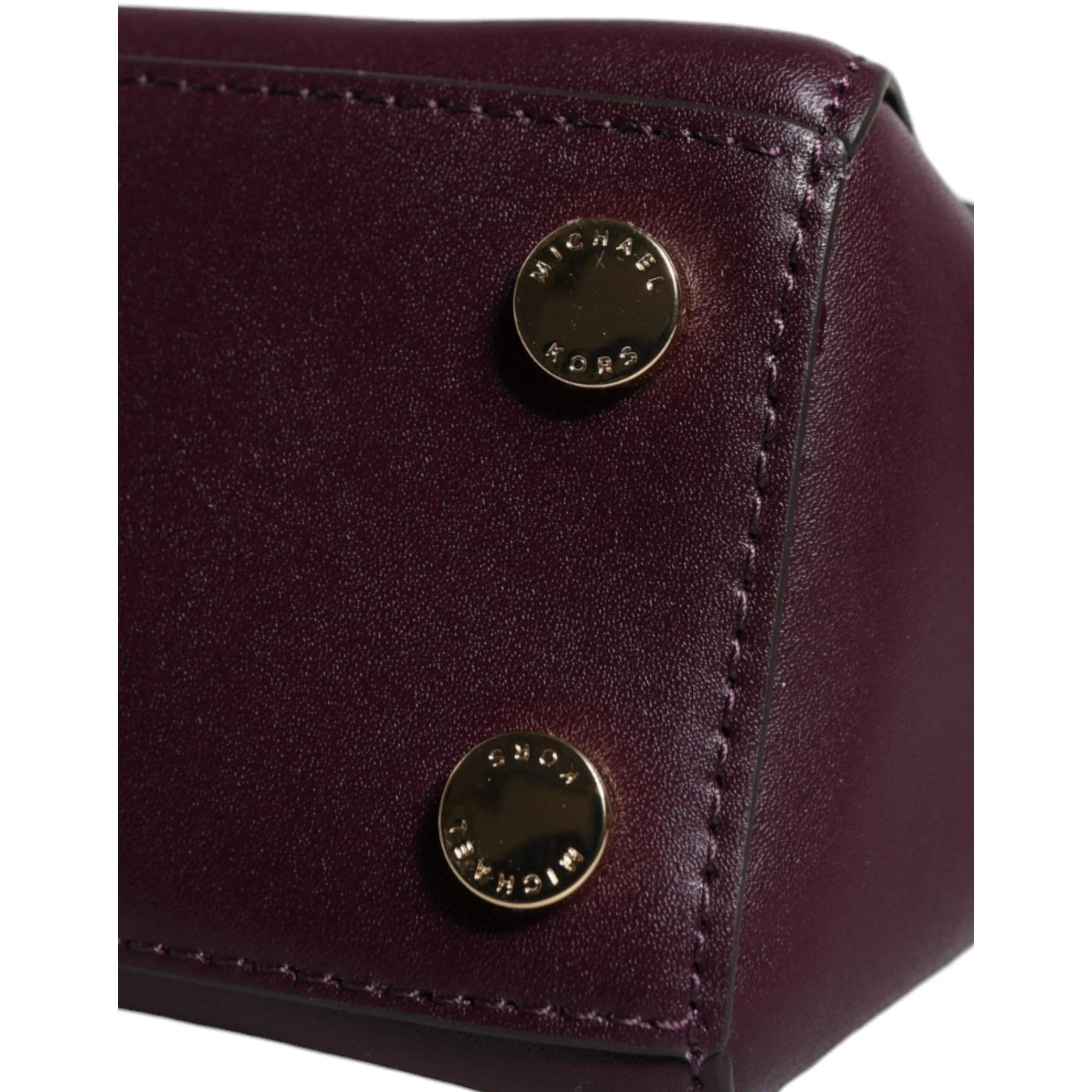 Michael Kors Purple Leren logo Plaque crossbody MINDY Satchel Tas - MARANOS