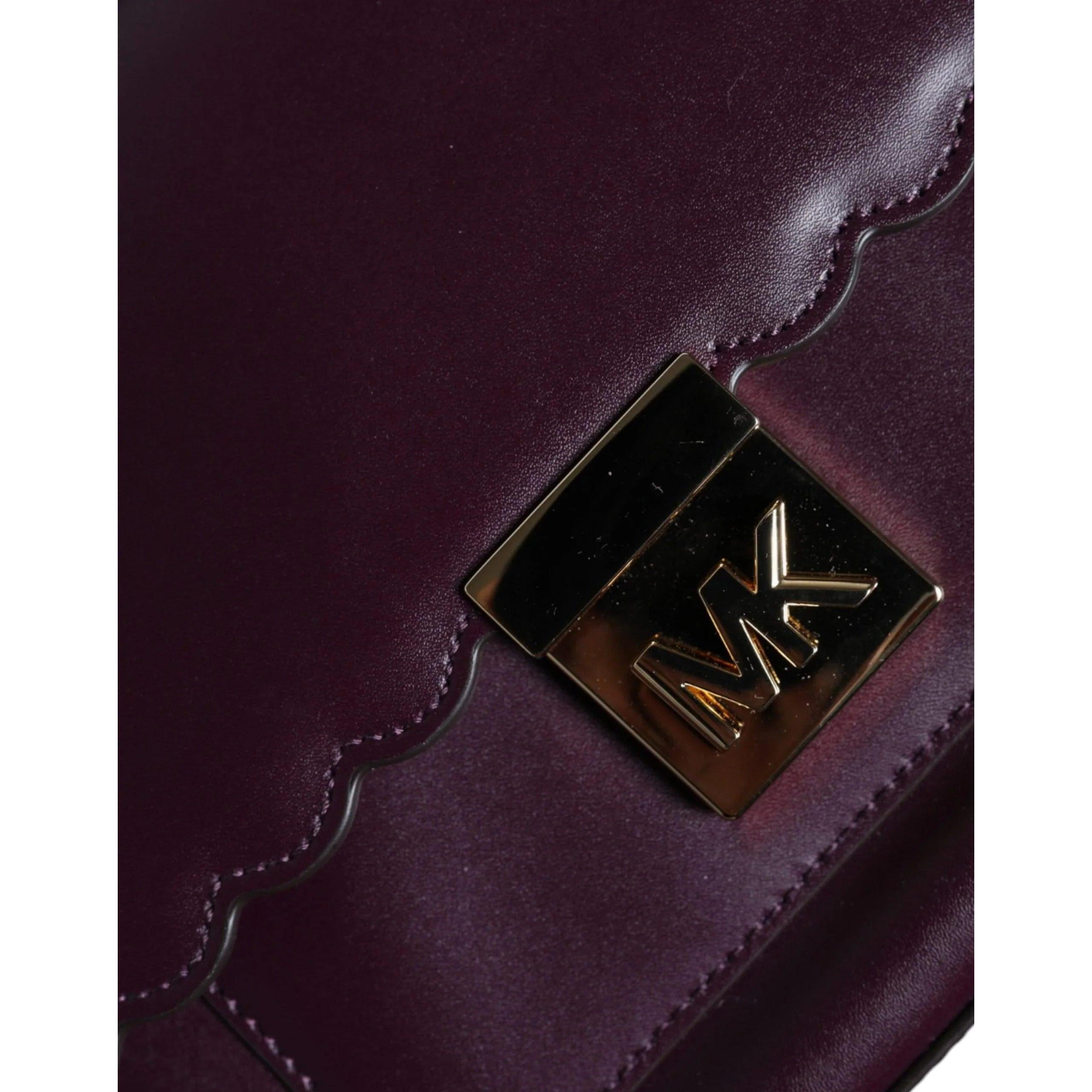 Michael Kors Purple Leren logo Plaque crossbody MINDY Satchel Tas - MARANOS
