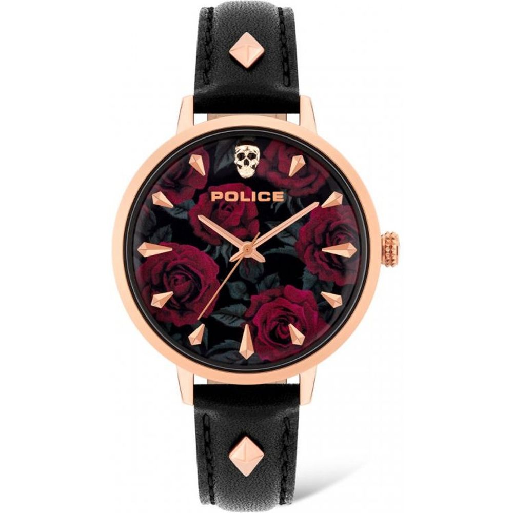 Police Zwart Leren Horloge - MARANOS