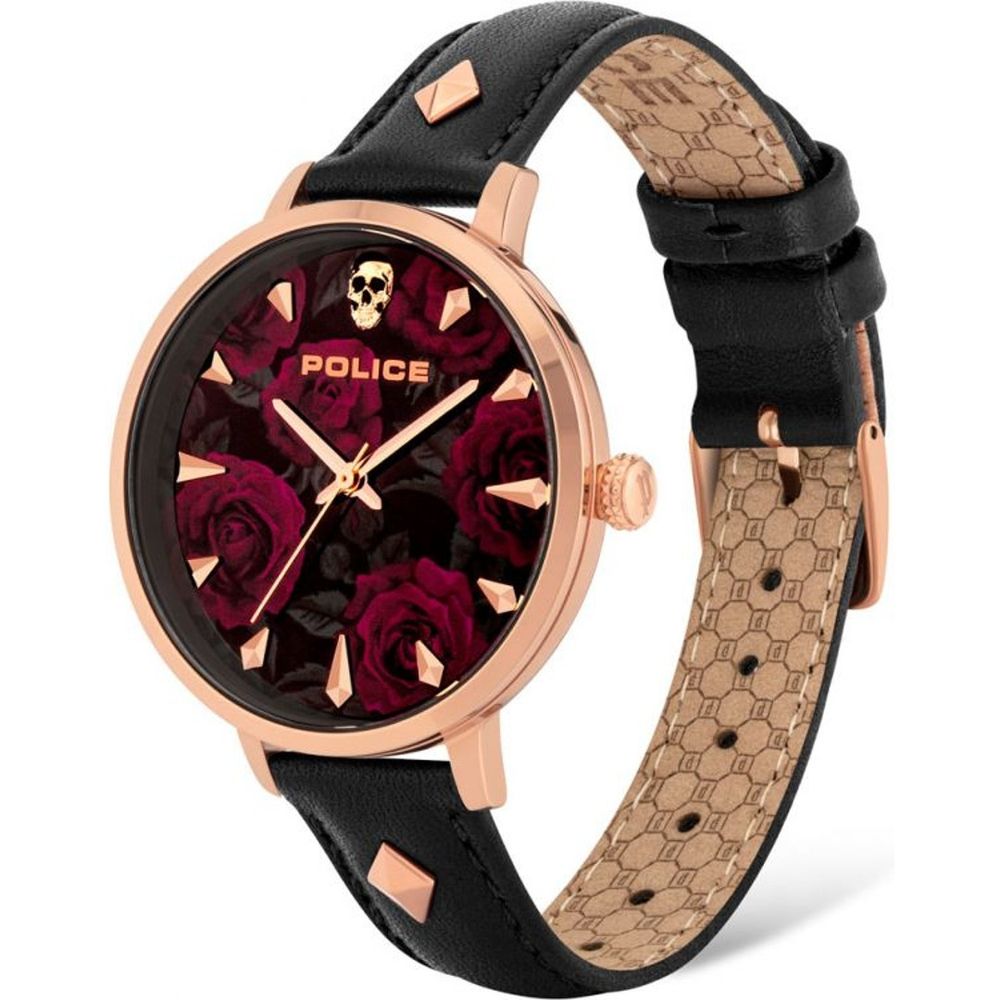 Police Zwart Leren Horloge - MARANOS