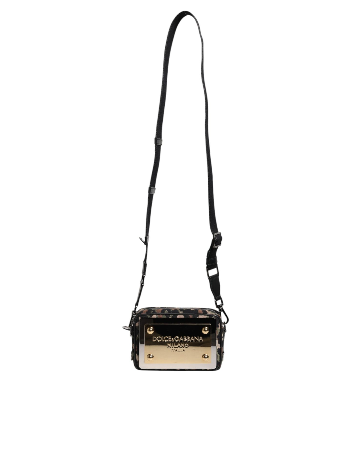 Dolce &amp; Gabbana – Mehrfarbige Umhängetasche aus Jacquard mit DG-Logo und Leopardenmuster