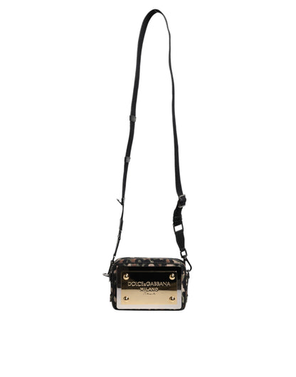 Dolce &amp; Gabbana – Mehrfarbige Umhängetasche aus Jacquard mit DG-Logo und Leopardenmuster
