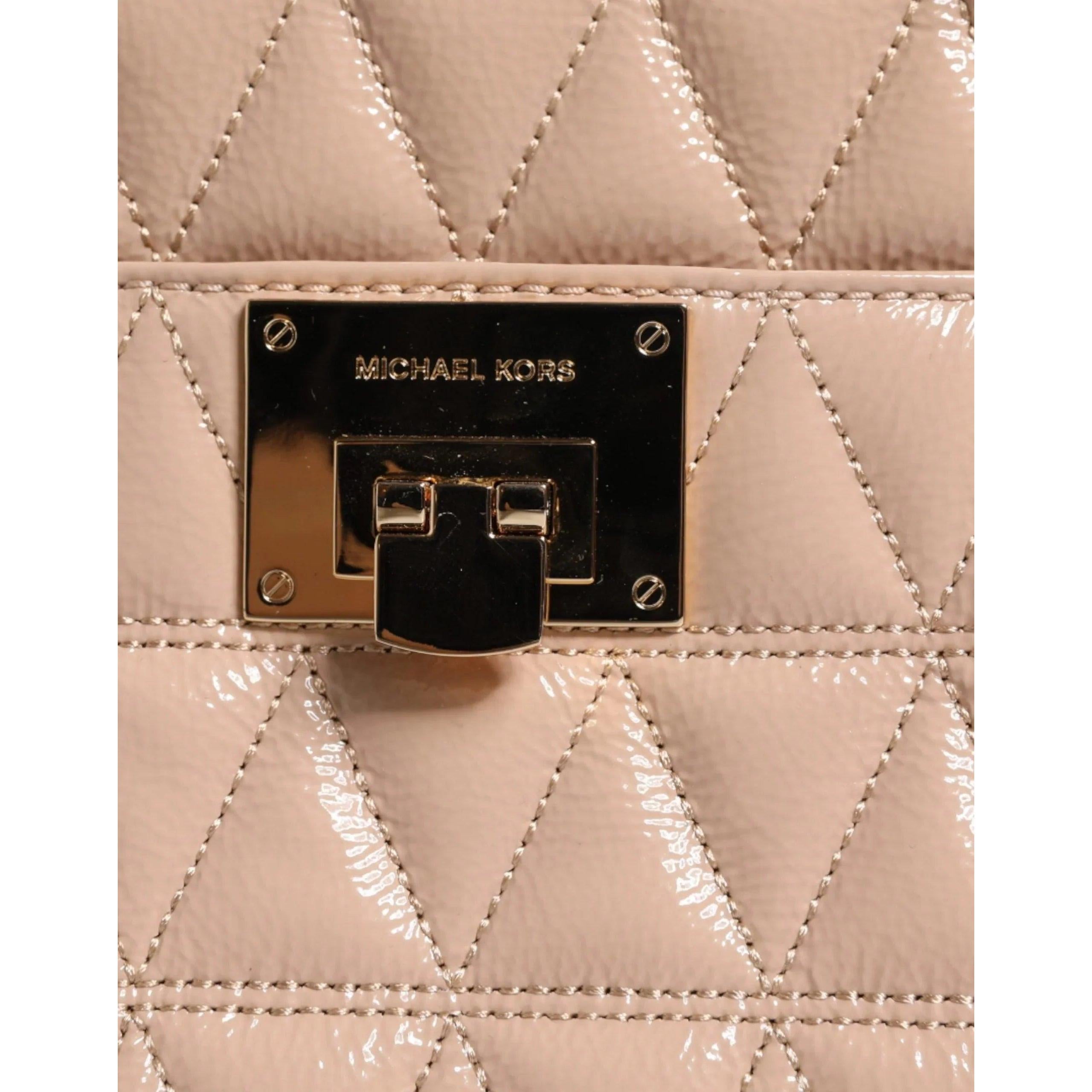 Michael Kors Peach Quilted Leren logo crossbody VIVIANNE Messenger Tas - MARANOS