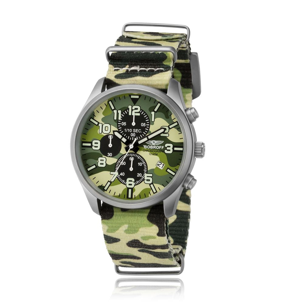 Bobroff horloge met camouflage nylon band - Maranos