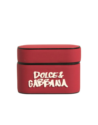 Dolce & Gabbana Rood PVC Embossed logo Plaque Holder Airpods Etui