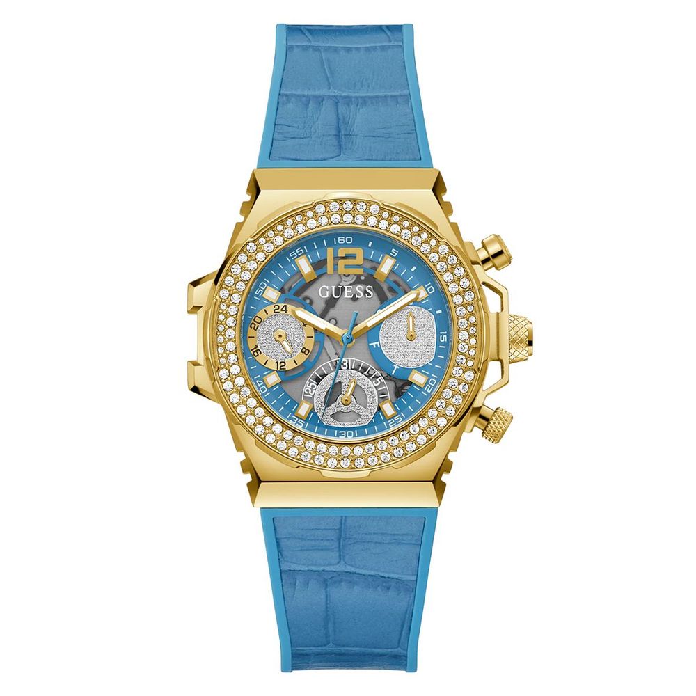 Guess horloge met blauwe siliconen band
