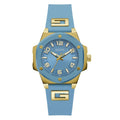 Guess horloge met blauwe siliconen band
