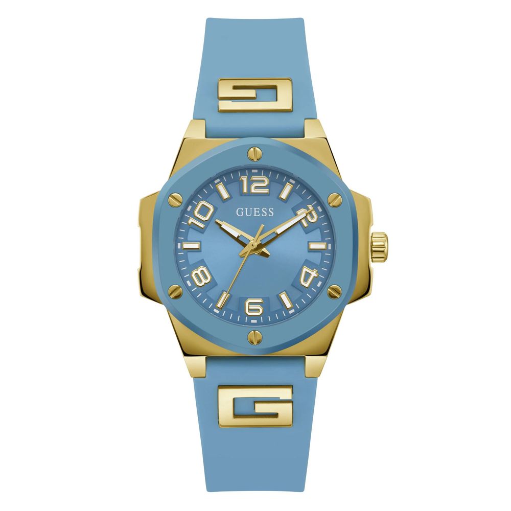 Guess horloge met blauwe siliconen band