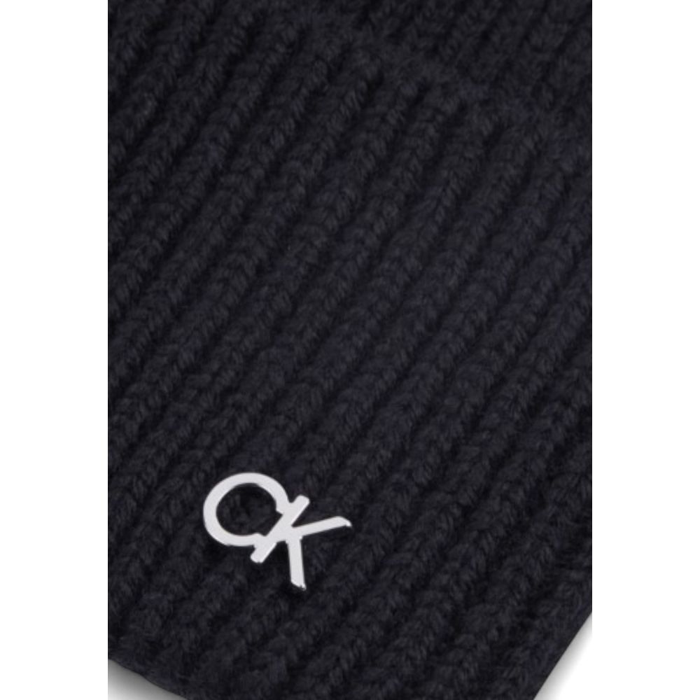 Calvin Klein Black Calvin Klein muts in zwart wolmix met geborduurd CK-logoWool Hat